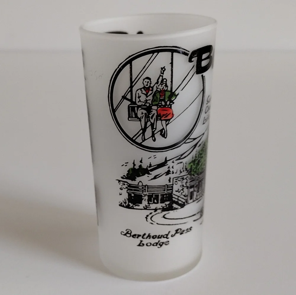 Berthoud Pass Lodge and Royal Gorge Colorado Souvenir Frosted Glasses
